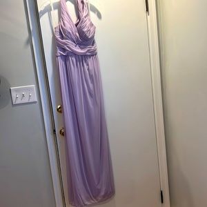David’s Bridal lilac maxi bridesmaid dress